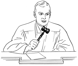 Drawing of a judge with gavel