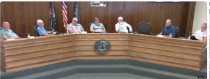 A screen capture from a video of the Sumpter Township trustee meeting.